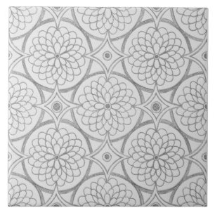 Geometric Grey Patterns Abstract Circles Ceramic Tile