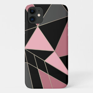 Geometric, grey, pink iPhone 11 case