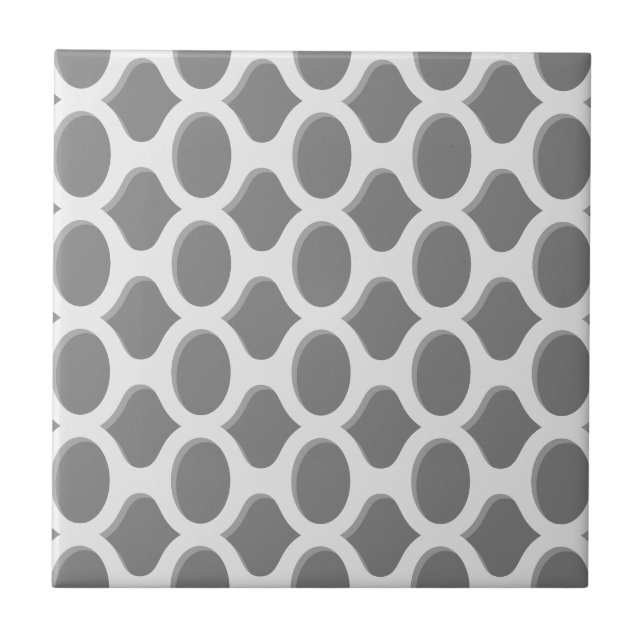 Geometric Grey White Decorative DIY  Ceramic Tile (Front)