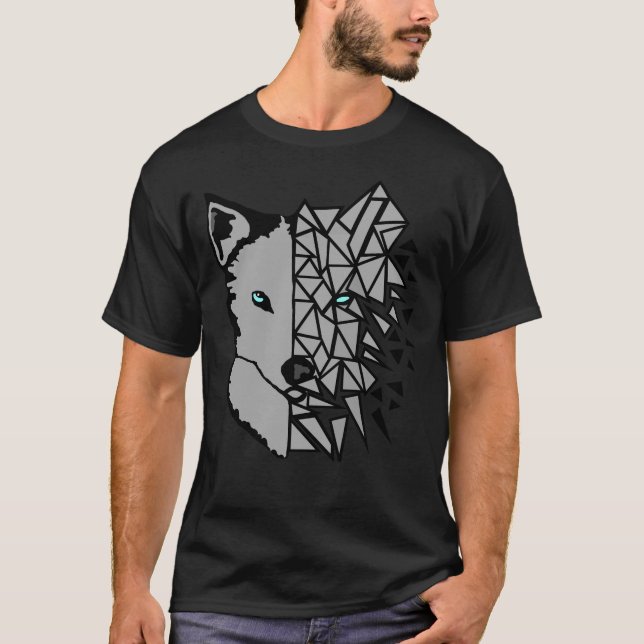 Geometric Grey Wolf T-Shirt (Front)