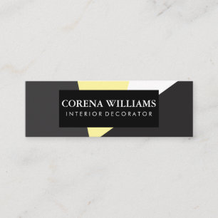 Geometric Grey Yellow White Black Colour Blocks Mini Business Card