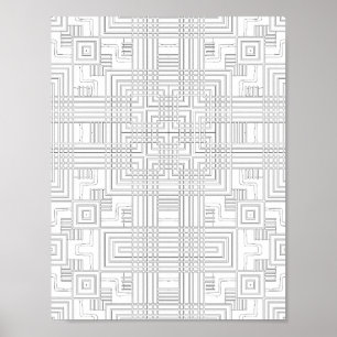 Geometric Grid Colouring Page Circuit Style Design Poster