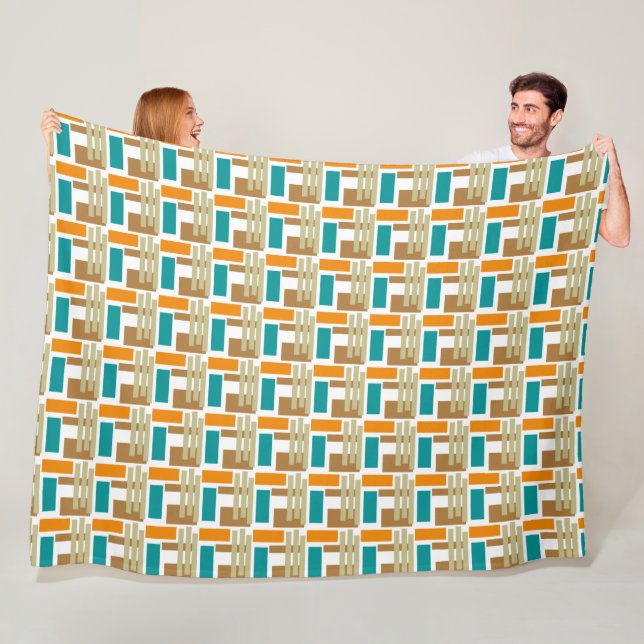 Geometric Grid Play Fleece Blanket (In Situ)