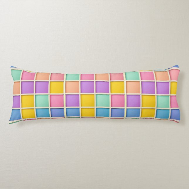 🎨 Geometric Grid Vibrant Home Style Art ✨ Body Cushion (Front)