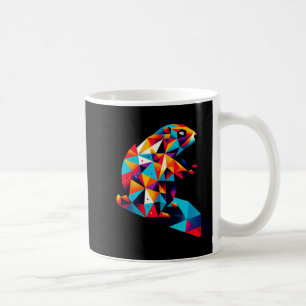 Geometric Groundhog Day Vibrant Polygon Animal Art Coffee Mug
