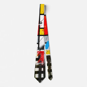 Geometric Grunge Collage Checker Pattern Tie