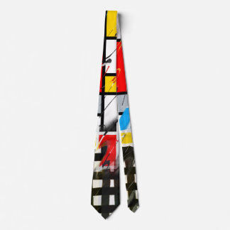 Geometric Grunge Collage Checker Pattern Tie