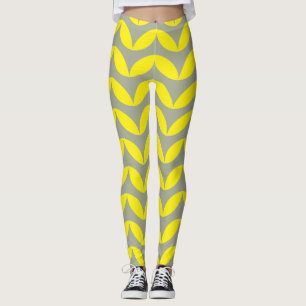 Geometric half circle yellow & grey colour design leggings