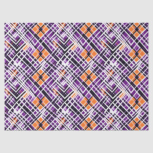 Geometric Halloween Plaid - Purple, Orange, White Tissue Paper