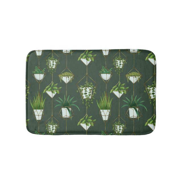 Geometric Hanging Houseplant Pattern Bath Mat (Front)