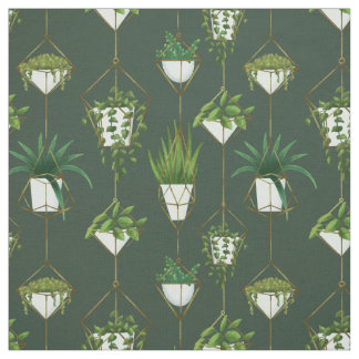 Geometric Hanging Houseplant Pattern Fabric