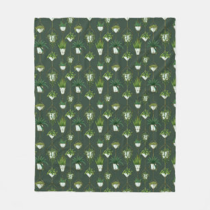 Geometric Hanging Houseplant Pattern Fleece Blanket