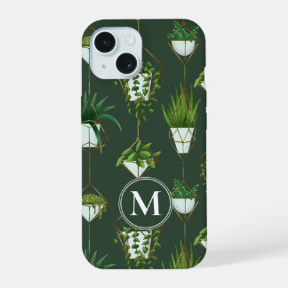 Geometric Hanging Houseplant Pattern iPhone 15 Case