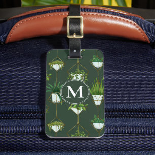 Geometric Hanging Houseplant Pattern Luggage Tag