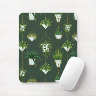 Geometric Hanging Houseplant Pattern Mouse Pad