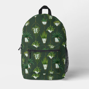 Geometric Hanging Houseplant Pattern Printed Backpack