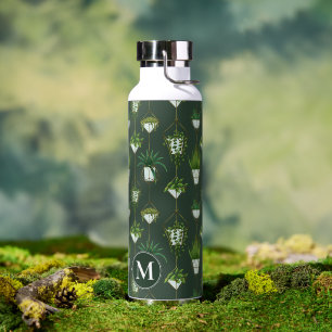 Geometric Hanging Houseplant Pattern Water Bottle