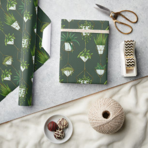 Geometric Hanging Houseplant Pattern Wrapping Paper