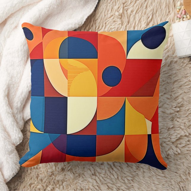 Geometric Harmony: Artful Design Cushion (Blanket)