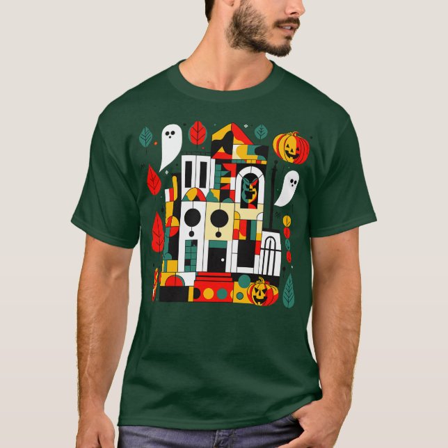 Geometric Haunted House T-Shirt (Front)