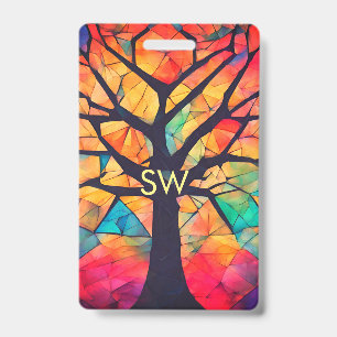 geometric healing colourful yoga coach add letter ID badge