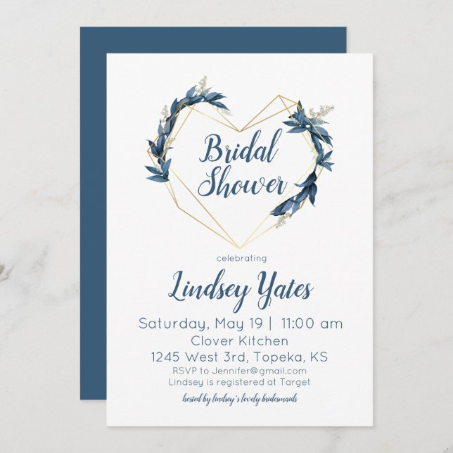 Geometric Heart Bridal Shower Invitation (Front/Back)