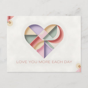 Geometric Heart Design with Pastel Color Blocks  Postcard