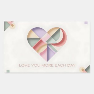 Geometric Heart Design with Pastel Color Blocks Rectangular Sticker