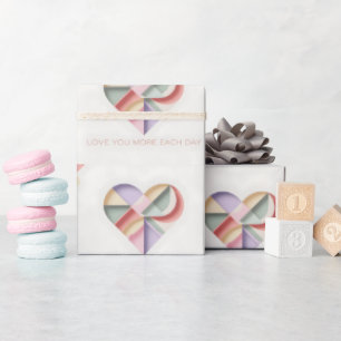 Geometric Heart Design with Pastel Color Blocks Wrapping Paper