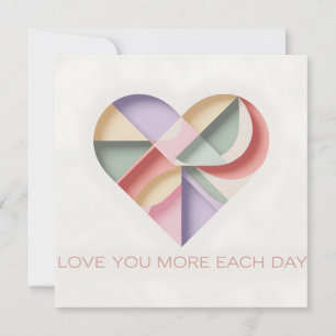 Geometric Heart Design with Pastel Colour Blocks Card