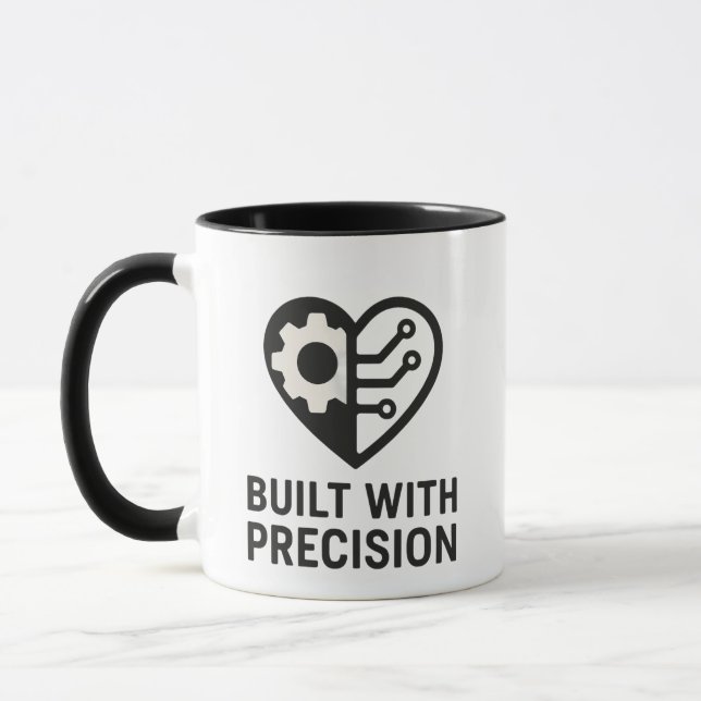 "Geometric Heart Engineer Mug – Where Passion Meet (Left)