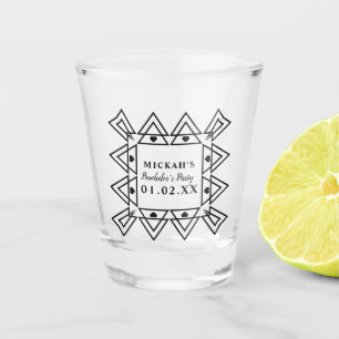 Geometric Heart Frame Logo Bachelor Party  Shot Glass