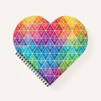 Geometric Heart Rainbow Colours Pattern Notebook