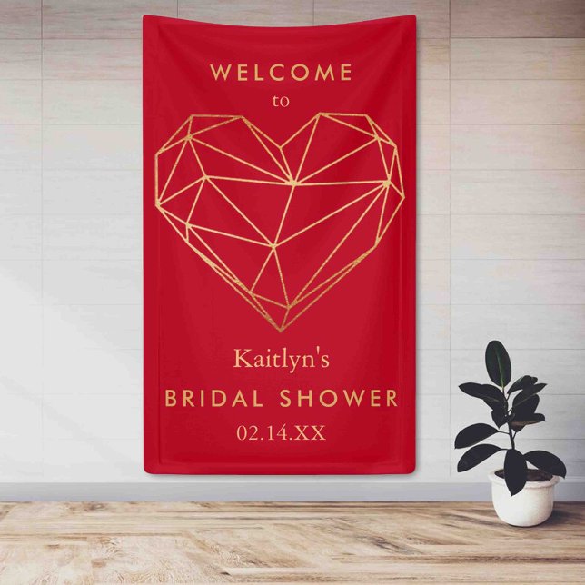 Geometric Heart Valentine's Day Bridal Shower Banner (Creator Uploaded)