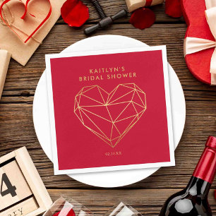Geometric Heart Valentine's Day Bridal Shower Napkin