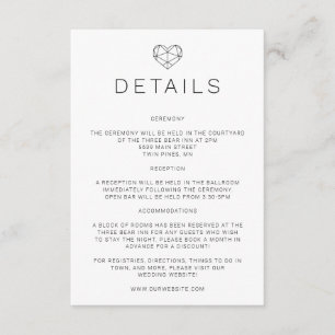 Geometric Heart Wedding Details Invitation Insert