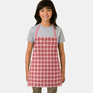 Geometric Hearts & Flowers Rose Pink Kids Apron