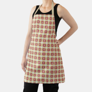 Geometric Hearts & Flowers Tan Medium Apron
