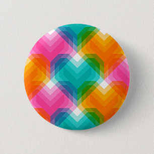 Geometric hearts in psychedelic colours (1) 6 cm round badge