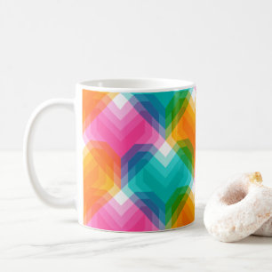 Geometric hearts in psychedelic colours (1) coffee mug