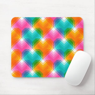 Geometric hearts in psychedelic colours (1) mouse pad
