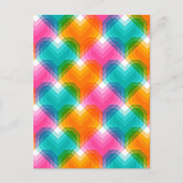 Geometric hearts in psychedelic colours (1) postcard (Front)