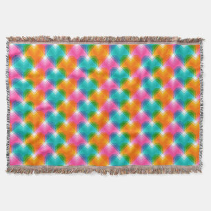 Geometric hearts in psychedelic colours (1) throw blanket
