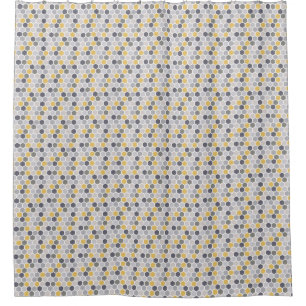 Geometric Hexagon Grey Yellow Modern Print Shower Curtain
