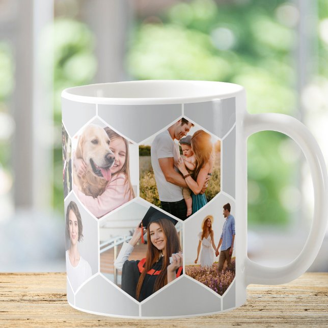Geometric Hexagon Pattern Photo Collage Coffee Mug (Creator Uploaded)