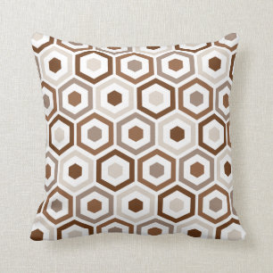 Geometric Hexagon Pattern Pillow   Beige Brown