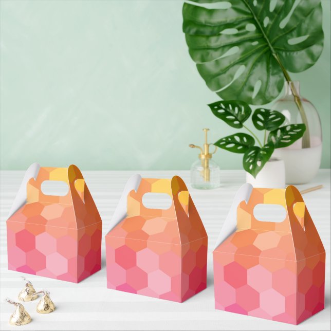 Geometric Hexagon Shapes Pink Yellow Favour Box  (Multiple)