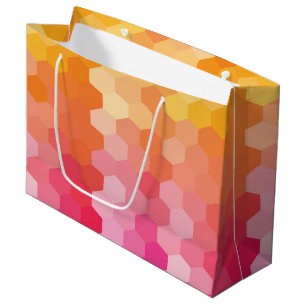 Geometric Hexagon Shapes Pink yellow Large Gift Bag