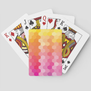 Geometric Hexagon Shapes Pink yellow Playing Cards