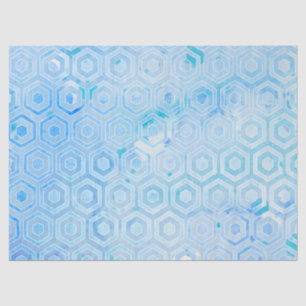 Geometric Hexagonal Pastel Blue Watercolor Wash Tissue Paper